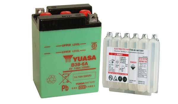 DR MOTO, B38-6A DG Battery with acid pack Yuasa (B386APK)