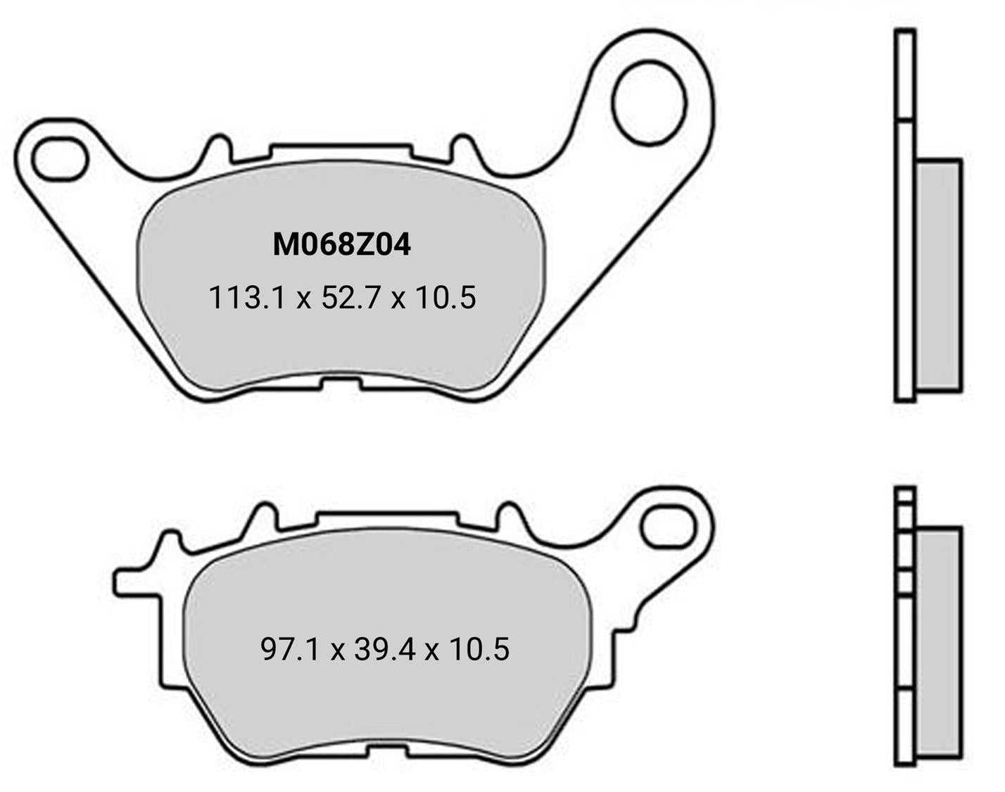 BREMBO, Brembo Z04 brake pads - 113.1 x 52.7 x 10.5 / 97.1 x 39.4 x 10.5