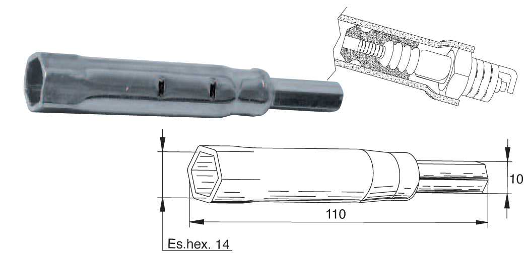 BUZZETTI, Buzzetti Plug Spanner - 14 mm x 110 long