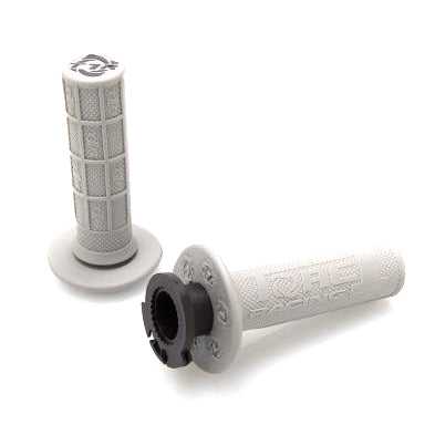 TORC1 RACING, DEFY MX LOCK ON GRIPS 1/2 WAFFLE SOFT COMPOUND INCLUDES 4 STROKE THROTTLE CAMS GREY