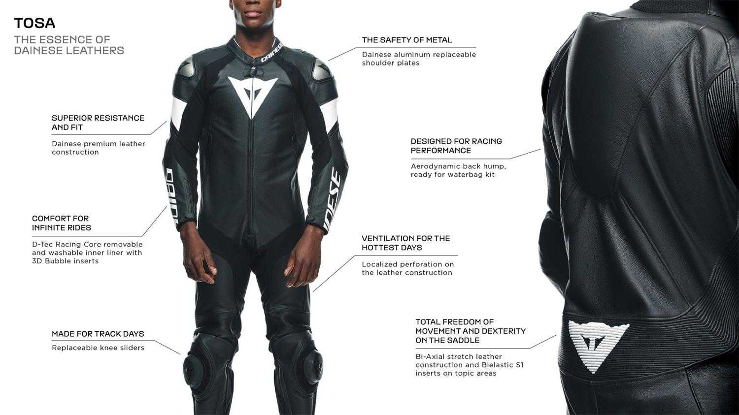 DAINESE, Dainese Tosa One Piece Leather Suit Perforated BK/WH
